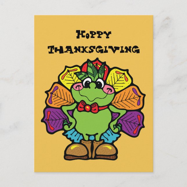 Cartes Pour Fêtes Annuelles Grenouille de la Turquie de thanksgiving (Devant)