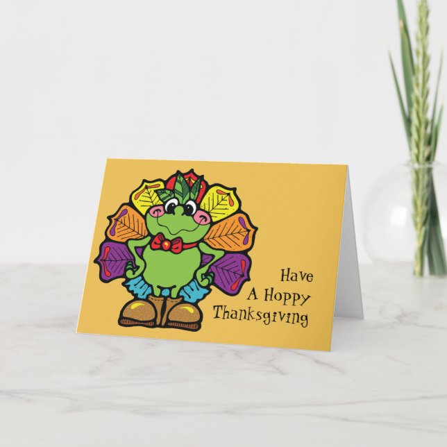 Cartes Pour Fêtes Annuelles Grenouille de la Turquie de thanksgiving (Devant)