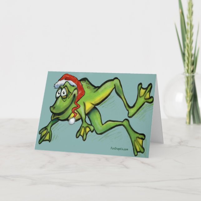 Cartes Pour Fêtes Annuelles Grenouille de Noël (Devant)