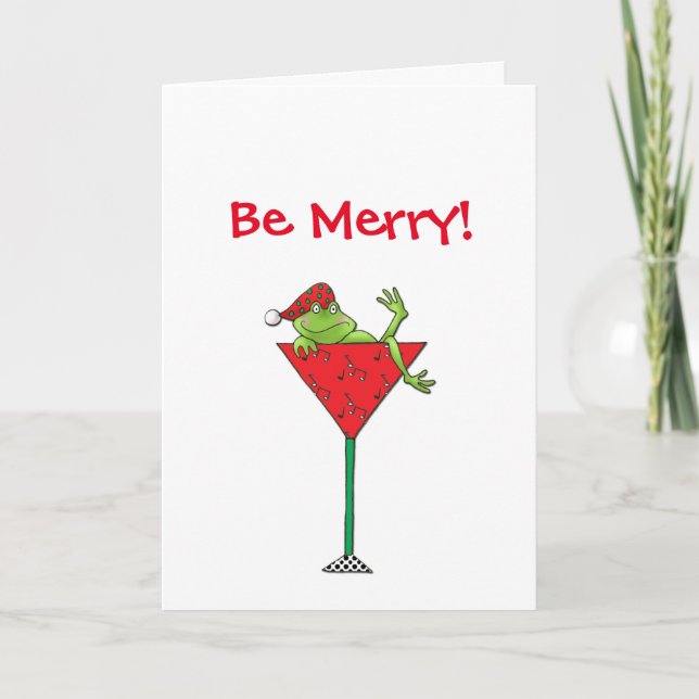 Cartes Pour Fêtes Annuelles Grenouille Pompette-tini's (Devant)
