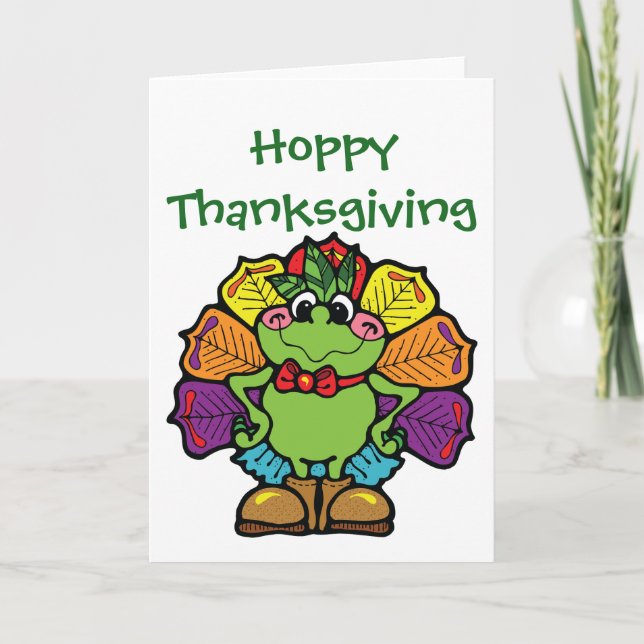 Cartes Pour Fêtes Annuelles Grenouille Turquie de Thanksgiving (Devant)