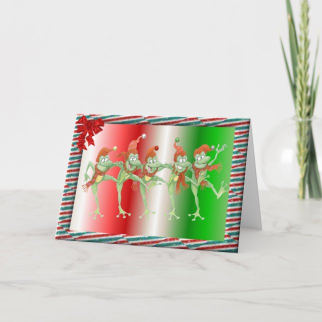 Cartes Pour Fêtes Annuelles Grenouilles de Noël (Devant)