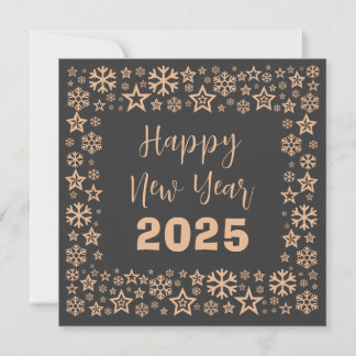 Cartes Pour Fêtes Annuelles Grey Square wish card with a lot of golden stars