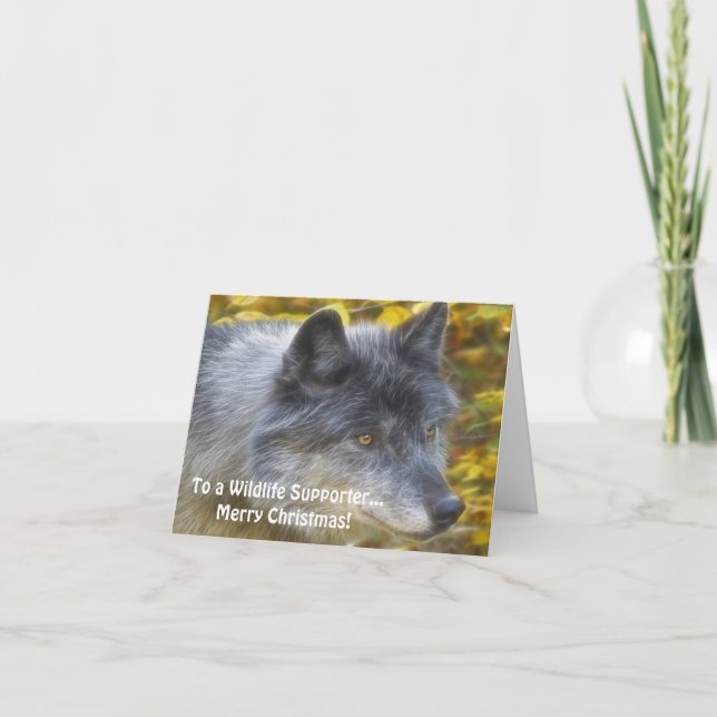 Cartes Pour Fêtes Annuelles Grey Wolf Art Wildlife Supporter Xmas Card (Devant)