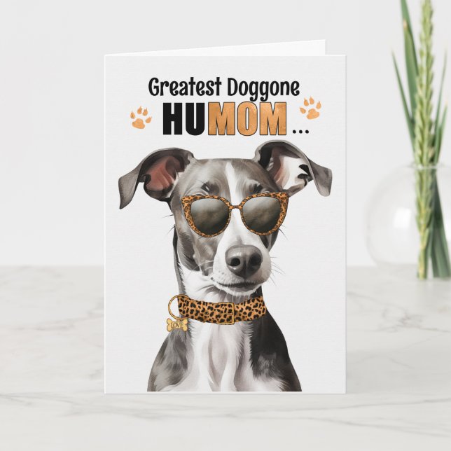 Cartes Pour Fêtes Annuelles Greyhound Dog Greatest HuMOM Mother's Day (Devant)