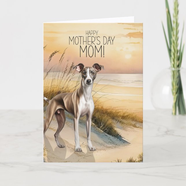 Cartes Pour Fêtes Annuelles Greyhound Dog Sunset Beach Mother's Day (Devant)