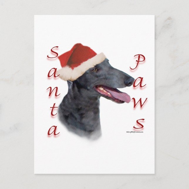 Cartes Pour Fêtes Annuelles Greyhound Père Noël Paws (Devant)