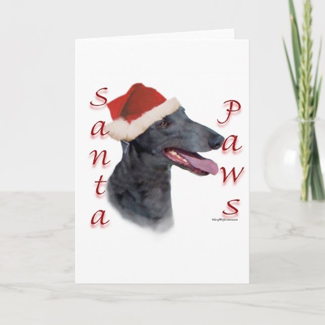 Cartes Pour Fêtes Annuelles Greyhound Père Noël Paws (Devant)