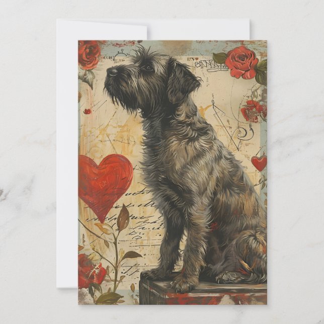 Cartes Pour Fêtes Annuelles Griffon à poil dur Korthals pour la Saint-Valentin (Devant)