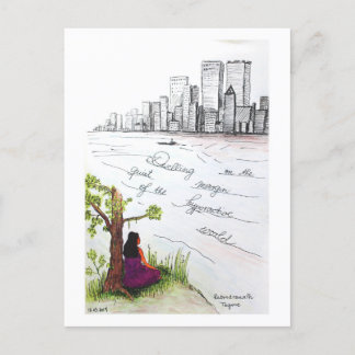 Cartes Pour Fêtes Annuelles Griffonnage de citation de Tagore, la vie