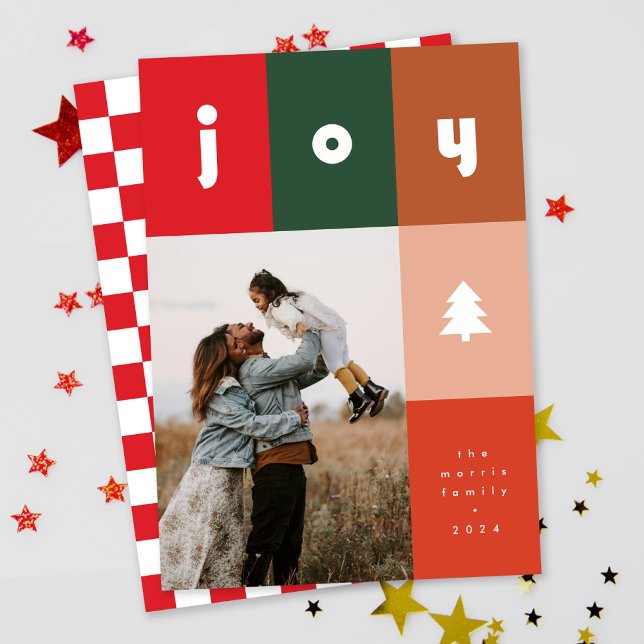 Cartes Pour Fêtes Annuelles Grille Gratuite avec Joy Text Holiday Card (Créateur téléchargé)