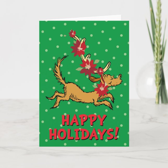Cartes Pour Fêtes Annuelles Grille | Max Christmas Pointsettia (Devant)
