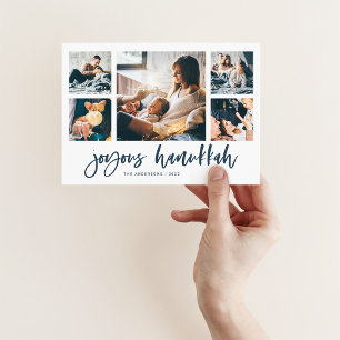 Cartes Pour Fêtes Annuelles Grille photo multiscript décontracté   Hanoukka jo