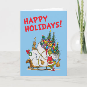 Cartes Pour Fêtes Annuelles Grinch classique   Grinch & Max avec Sleigh