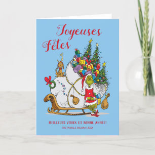 Cartes Pour Fêtes Annuelles Grinch Classique   Grinch & Max avec traîneau
