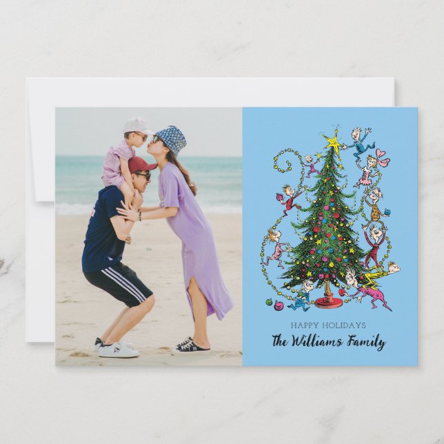 Cartes Pour Fêtes Annuelles Grinch Classique | Photo de vacances d'arbre de No (Devant)