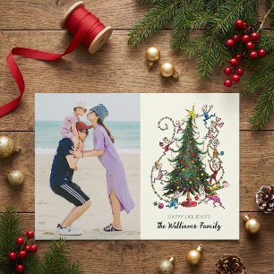 Cartes Pour Fêtes Annuelles Grinch Classique   Photo de vacances d'arbre de No