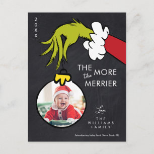Cartes Pour Fêtes Annuelles Grinch Plus on est mieux avec un Nouveau Né - Phot