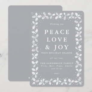 Cartes Pour Fêtes Annuelles Gris Lino Imprimer Holly Feuille Bordure Plat Non 