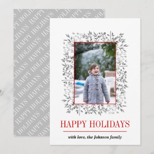 Cartes Pour Fêtes Annuelles Gris rouge feuille de Berry Joyeux jours fériés ph