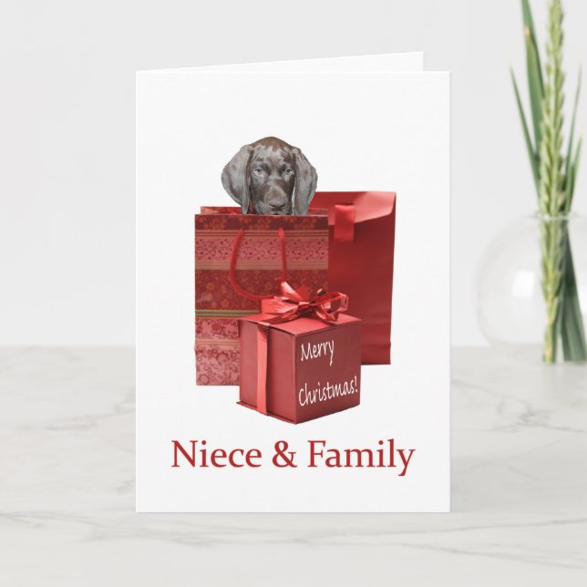 Cartes Pour Fêtes Annuelles Grizzly brillant nièce et famille Joyeux Noël (Devant)