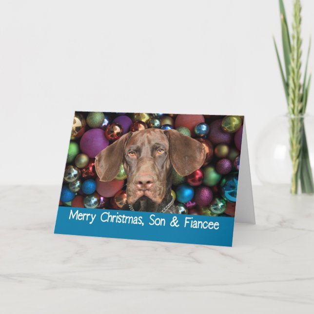 Cartes Pour Fêtes Annuelles Grizzly brillant Son & Fiancée Joyeux Noël (Devant)