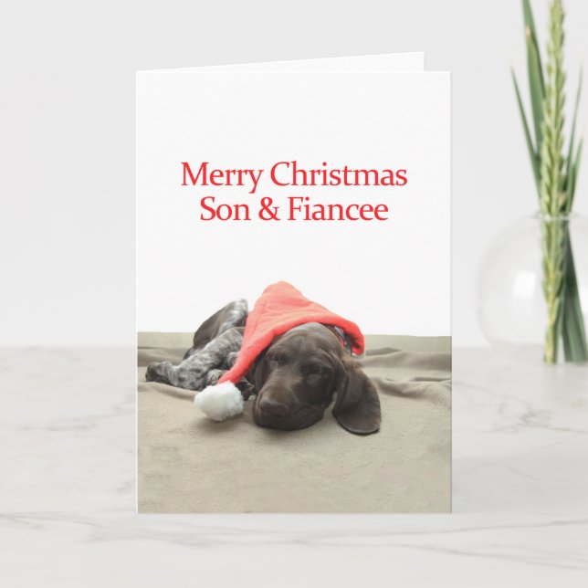 Cartes Pour Fêtes Annuelles Grizzly brillant Son & Fiancée Joyeux Noël (Devant)