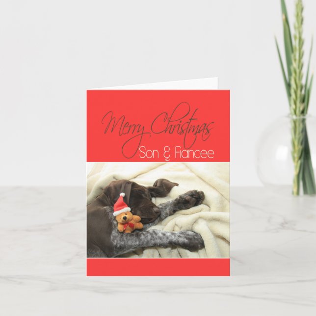 Cartes Pour Fêtes Annuelles Grizzly brillant Son & Fiancée Joyeux Noël (Devant)
