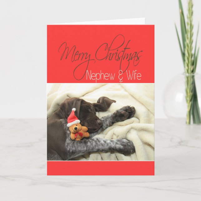 Cartes Pour Fêtes Annuelles Grizzly Nephew et Femme Joyeux Noël (Devant)