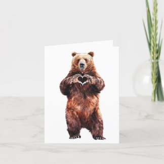 Cartes Pour Fêtes Annuelles Grizzly Ours coeur d'amour avec les griffes