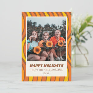 Cartes Pour Fêtes Annuelles Groovy 60s 70s Automne Orange Marron Photo Personn