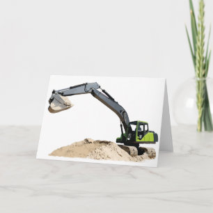 Cartes Pour Fêtes Annuelles Gros Excavateur de construction vert #4