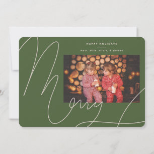 Cartes Pour Fêtes Annuelles Gros Gras Fun Olive Green Script Joyeux Vacances