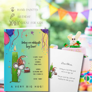 Cartes Pour Fêtes Annuelles Grosse Squeak d'anniversaire Mignon Souris & Bougi