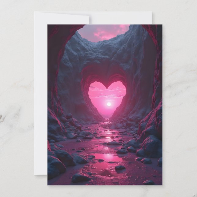 Cartes Pour Fêtes Annuelles Grotte du coeur romantique (Devant)