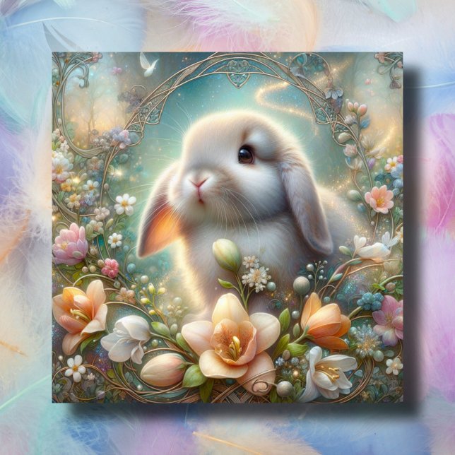 Cartes Pour Fêtes Annuelles Grotte mignonne de lop Earl Bunny Art Nouveau (Créateur téléchargé)
