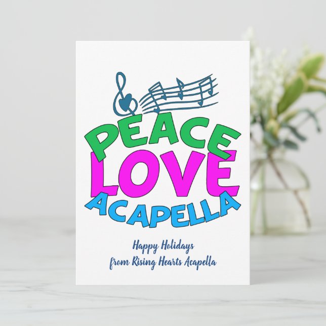 Cartes Pour Fêtes Annuelles Groupe Acapella Peace Love Douce Personnalisable (Debout devant)
