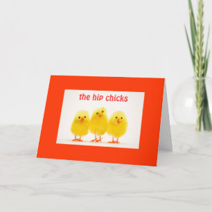 CARTES POUR FÊTES ANNUELLES GROUPE DE CHICKS HIP ENVOYANT DES SALUTATIONS DE P
