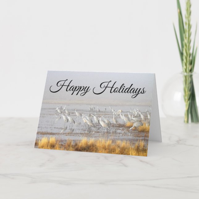Cartes Pour Fêtes Annuelles Grues Sandhill bruyantes Joyeuses Vacances (Devant)