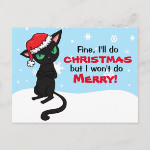Cartes Pour Fêtes Annuelles Grumpy Black Cat ne sera Joyeux Noël