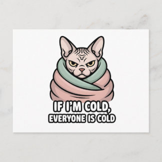 Cartes Pour Fêtes Annuelles Grumpy Sphynx Cat Cold Humor Cartoon Art