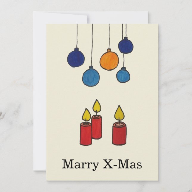 Cartes Pour Fêtes Annuelles Grußkarte Weihnachten Kerzen und Weihnachtskugeln (Devant)