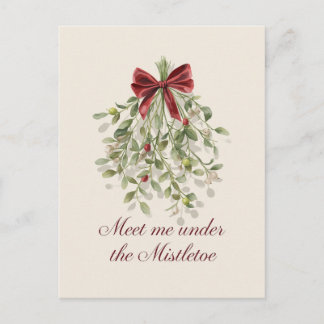 Cartes Pour Fêtes Annuelles Gui de gouache romantique avec ruban rouge