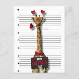 Cartes Pour Fêtes Annuelles Guilty Giraffe Mugshot Drôle Heureuse Sainte-Valen