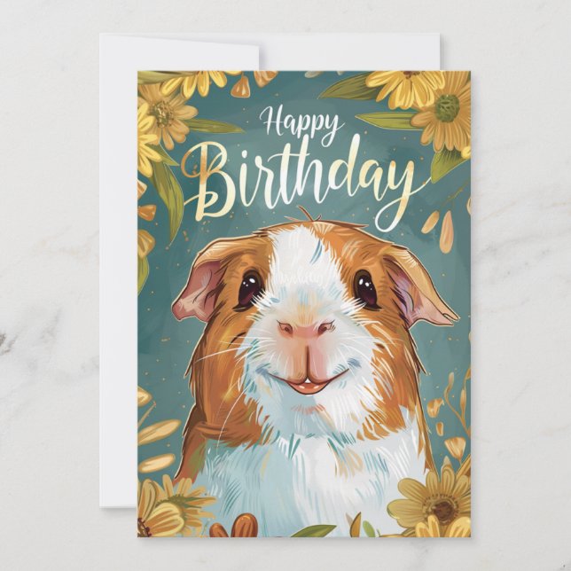Cartes Pour Fêtes Annuelles Guinée Pig Joyeux anniversaire (Devant)