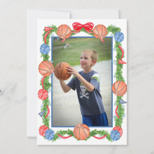 Cartes Pour Fêtes Annuelles Guirlande de basketball de Noël à l'aquarelle Phot