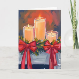 Cartes Pour Fêtes Annuelles Guirlande de bougies de Noël Peinture à l'aquarell
