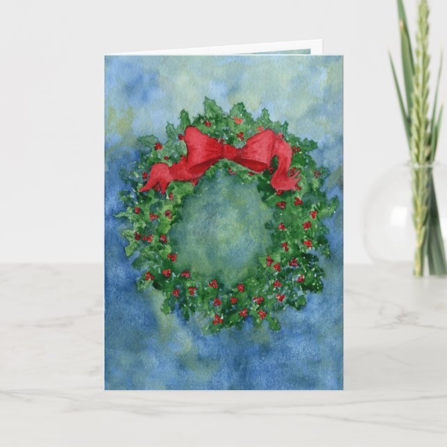 Cartes Pour Fêtes Annuelles Guirlande de houx de Noël (Devant)