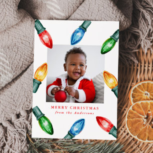 Cartes Pour Fêtes Annuelles Guirlande de Noël aquarelle colorée 3 Photo