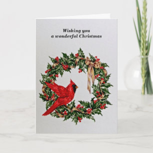 Cartes Pour Fêtes Annuelles Guirlande de Noël avec le cardinal rouge